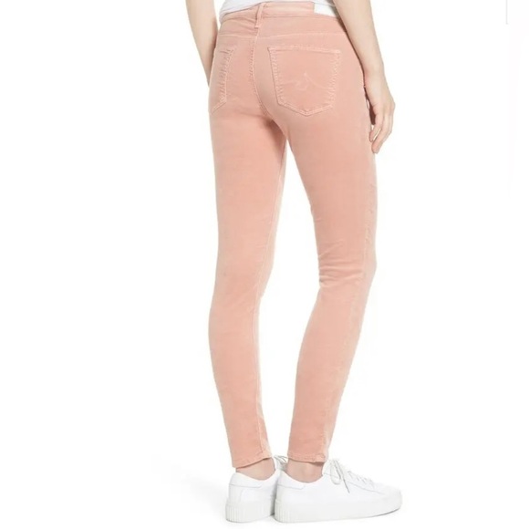 Ag Adriano Goldschmied NWT Super Skinny Velvet Leggings Rose Gold- Size 27R - Picture 13 of 14